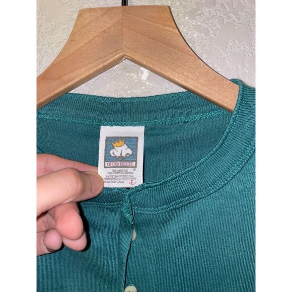 Vintage Skiing Shirt USA Colorado Steamboat Green Quarter Button Tee Large - Picture 6 of 9